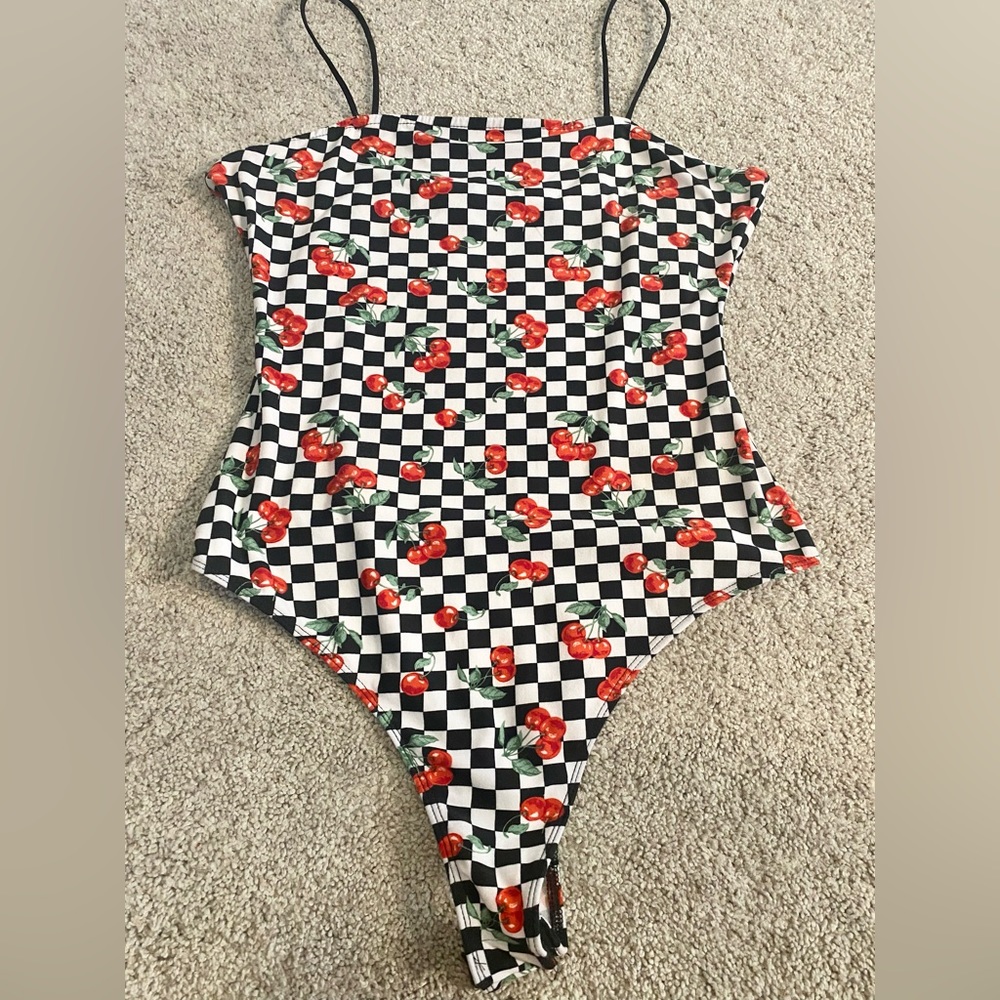 Bodysuit Checkered Body Suit Cherries Large
